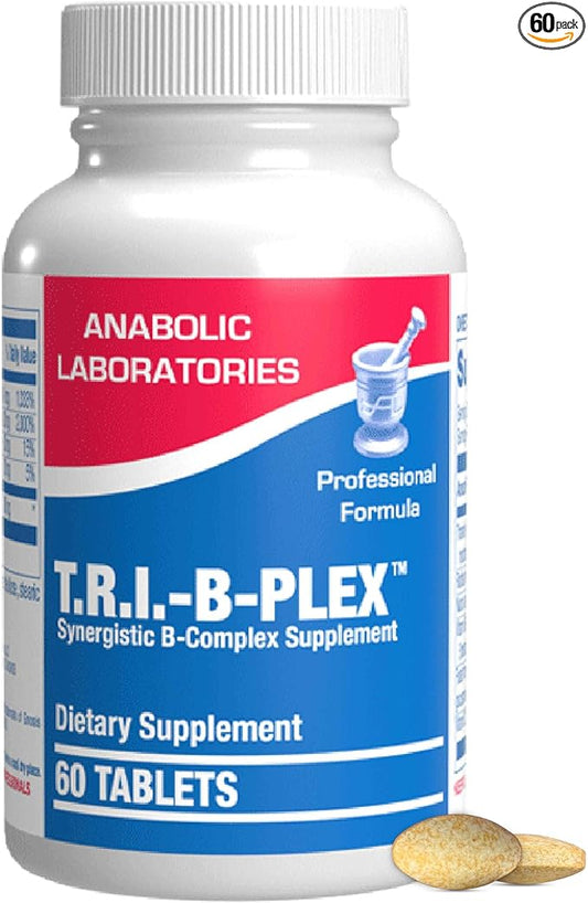 Time Release Super Vitamin B Complex - 60 Tablets for Heart, Brain, Eyes, Digestion, Nervous System, and Energy Levels - Complete B Complex Vitamins for Men and Women - T.R.I. B Plex Multivitamin