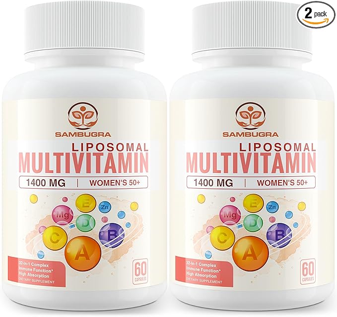 Liposomal Multivitamin for Women 50+ - Women Daily Multivitamin with 33 Ingredients, CoQ10, Vitamins C, B, D, E for Cardiovascular & Bone Health Support - 33-in-1 Multivitamin (120 Capsules)