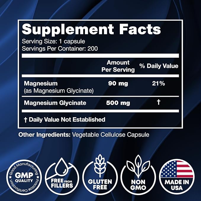 2-Pack Magnesium Glycinate 500MG – High Absorption Magnesium for Sleep, Mood, and Muscle Support – Chelated Magnesium Supplement with Ashwagandha Root Extract & Manganese – 400MG + 100MG Per Capsule
