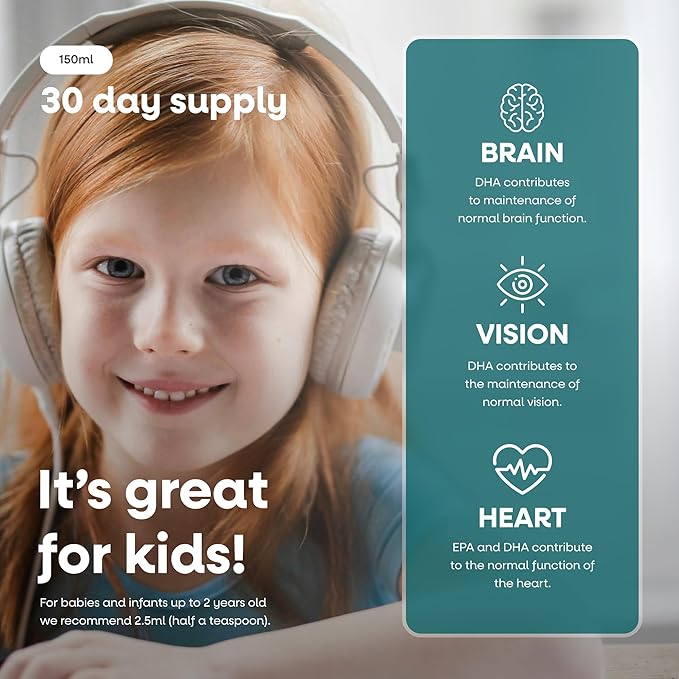 Vegan Omega 3 Liquid, from Microalgae, 800mg of EPA DHA, with Vitamin D3, Supports Heart, Brain and Eye Health, Natural Fish Oil Alternative, UK Made, Unflavoured