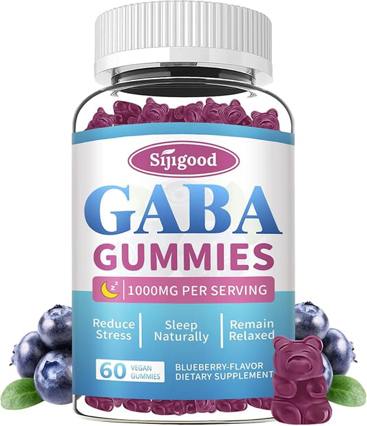 GABA Gummies for Adults, Relaxation, Zzz & Mood – Sugar-Free Calm Gummies with L-Theanine, 5-HTP, Vitamin D3 – Natural Zzz Support, GABA Supplements for Kids, 60 Count