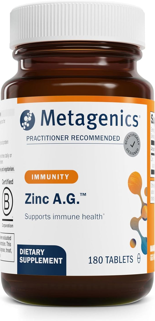 Metagenics Zinc A.G. - Highly Absorbable - for Immune Support, Bone Health & Energy Metabolism* - Non-GMO & Gluten-Free - 180 Tablets