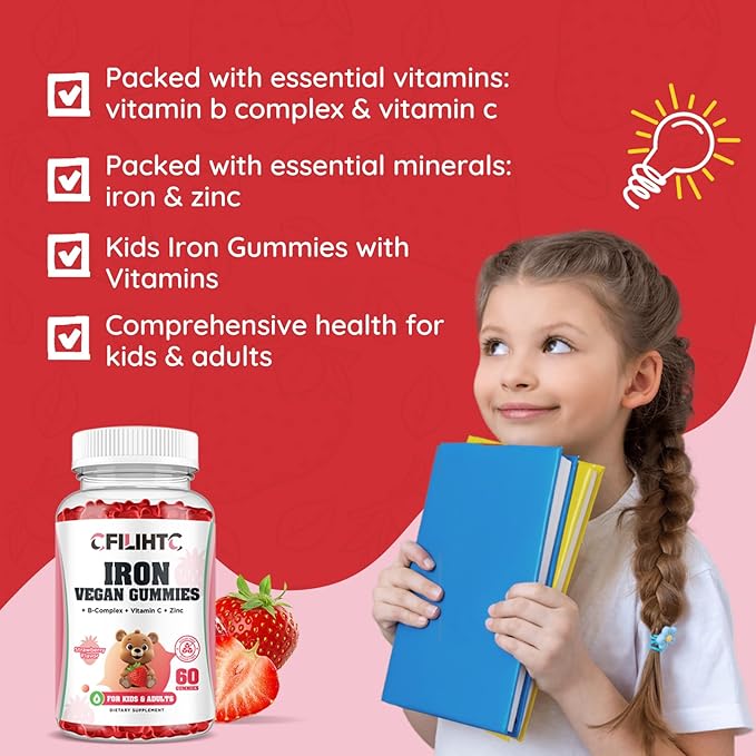 Liquid Iron Supplement for Women & Men, Iron Gummies for Kids & Adults