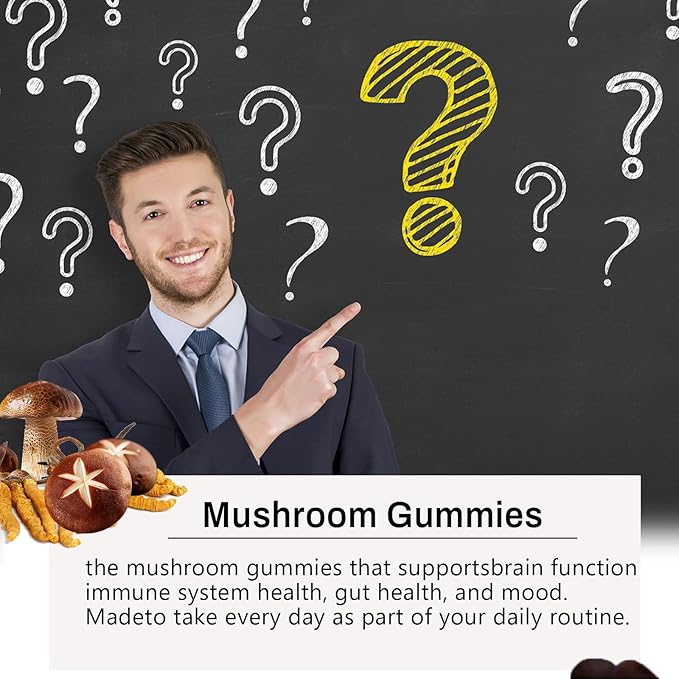 Sky Nutrition Mushroom Gummies, 12 in 1 Mushroom Blend with Lions Mane, Turkey Tail, Organic Reishi, Cordyceps, Immune Support & Energy Boost, Mushroom Supplement for Adults, Non-GMO, 60 Gummies