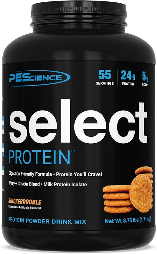 PEScience Select Low Carb Protein Powder, Snickerdoodle, 55 Serving, Whey and Casein Blend, Keto Friendly, Gluten Free, Best Tasting, Clean Isolate for Women and Men