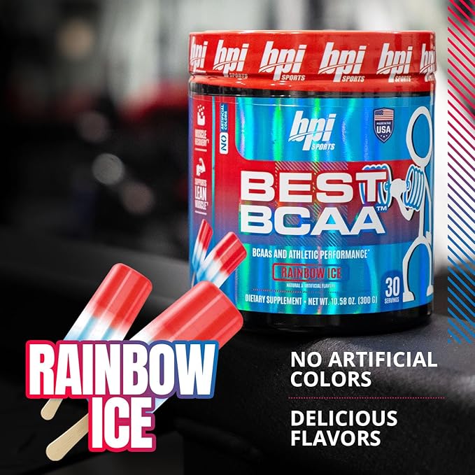 BPI Sports Best BCAA - The Building Blocks of Protein and Muscle - Post-Workout Recovery - Weight Loss Support - Rainbow Ice, 30 Servings, 300 g