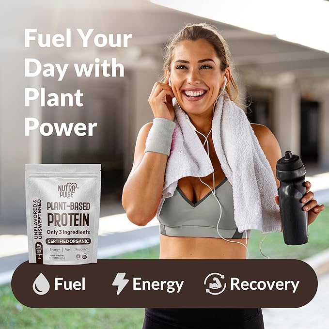 Organic Vegan Protein Powder – Unflavored, Plant-Based, Gluten-Free, Non-GMO, Soy-Free, 20g Protein Per Serving, Ideal for Smoothies, Shakes, Baking, Cooking (1 Pack, 20 Servings)