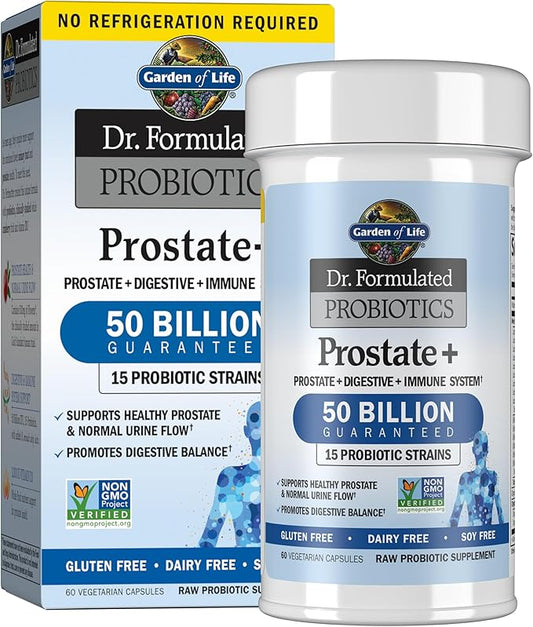 Garden of Life Dr. Formulated Probiotics Prostate+ - Acidophilus and Probiotic Supports Healthy Prostate and Digestive Balance - Gluten, Dairy, and Soy-Free - 60 Vegetarian Capsules
