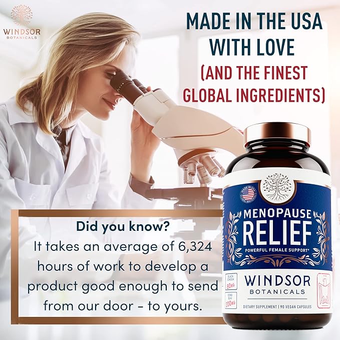 Menopause Supplements for Women - 5-HTP, Dong Quai, Black Cohosh for Menopause Hot Flashes, Night Sweats Relief Support - Womens Pre Meno Premenopausal Perimenopause Supplement - 90 Caps