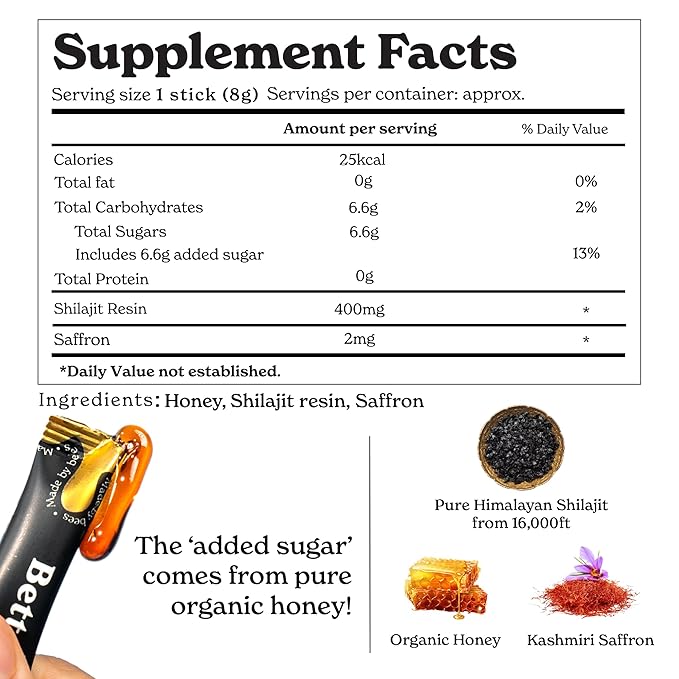 Better Alt Pure Himalayan Shilajit Sticks with Organic Honey, Saffron | Easy to Consume Shilajit| 30 Sticks for Energy Boost & Immune Support, 85+ Trace Minerals, 75%+ Fulvic Acid