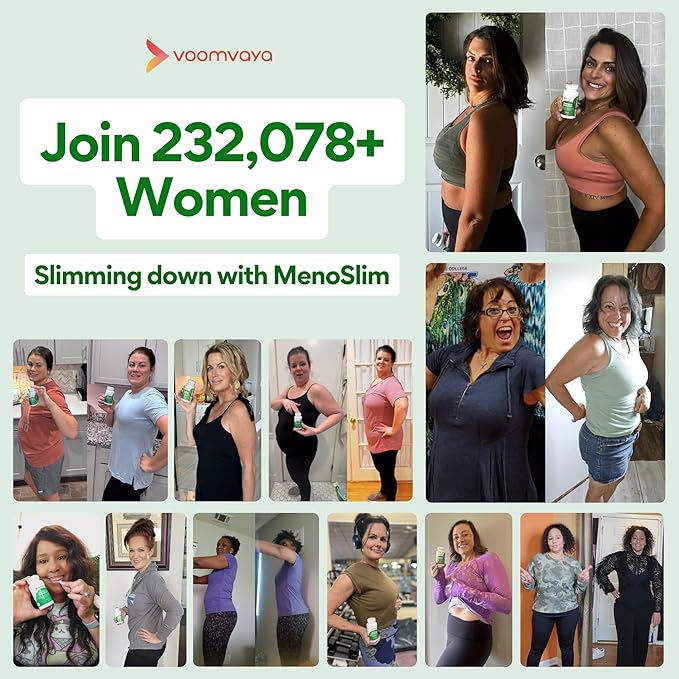 VoomVaya MenoSlim Advanced Menopause Weight Loss for Women - Menopause & Perimenopause Supplements for Women - Estrogen Supplement & Menopause Relief for Hot Flashes, Bloating, Energy - 60 Capsules
