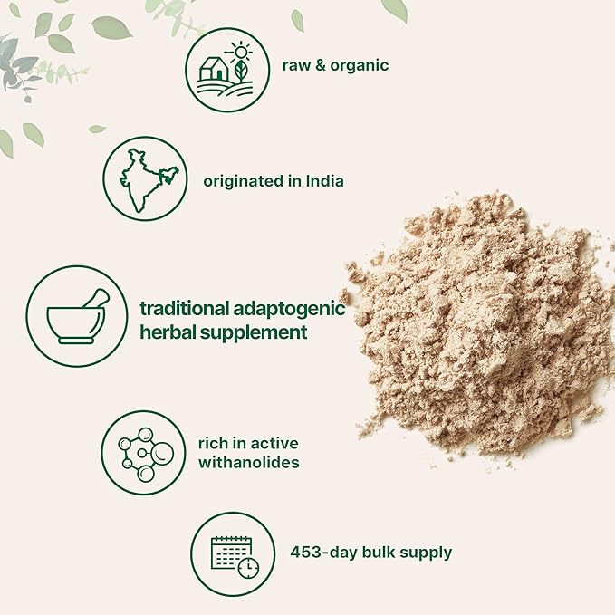 Micro Ingredients Organic Ashwagandha Root Powder | 2 Pound, No Filler, No Additives, Highly Purified | Active Withanolides, Adaptogenic Ayurvedic Herbal Supplements, No GMO, Gluten Free, India Origin