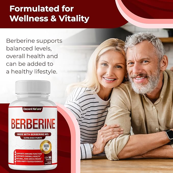 Berberine Supplement 1800mg - Premium Berberine HCl 97% High Purity Berberine Plus, Supports Immune System, High Potency Berberine Hydrochloride, Non-GMO Vegan, for Men Woman 90 Capsules
