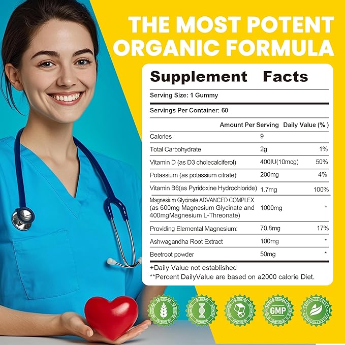 Potassium Magnesium Gummies,High Absorption Magnesium Glycinate,B6,D3,Potassium Citrate for Leg Cramps,Muscle,Electroyte for Adults Kids,Sugar-Free, 60 Gummies (Pineapple)