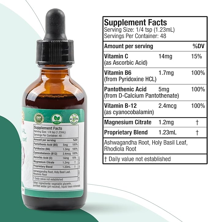 Active Adrenal - Advanced Adrenal Support Tincture - Liquid Delivery for Better Absorption - Ashwagandha, B-Vitamins, Magnesium and More