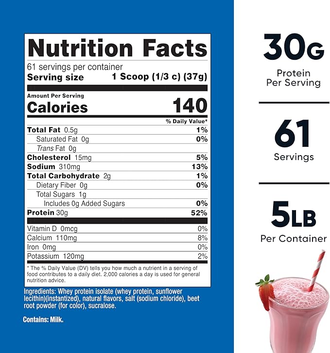 Nutricost Whey Protein Isolate (Strawberry Milkshake) 5LBS
