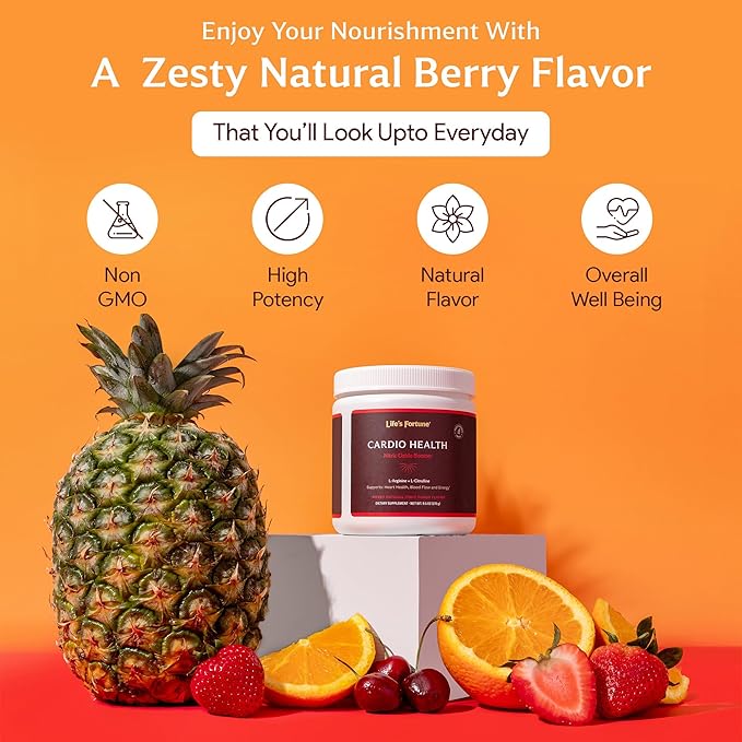 Life's Fortune 5000mg L- Arginine Supplement Powder & 1000mg L-Citrulline, High Potency Nitric Oxide Health Booster, Endurance, Workout Performance, Natural Fruit Punch Flavor (20 Servings)