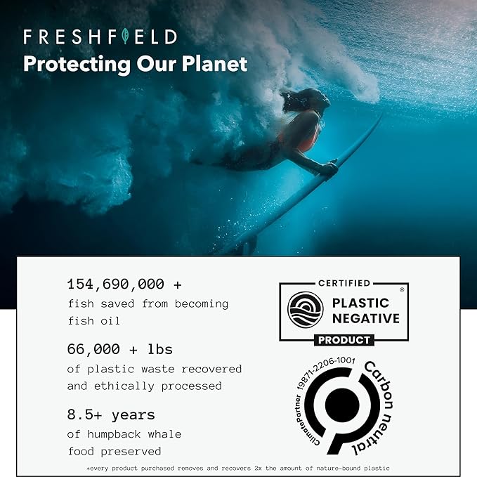 Freshfield Vegan Omega 3 DHA: Algae Oil, Carrageenan Free, Sustainably Sourced, Tested, No Heavy Metals, Replacement for Fish Oil, Carbon Neutral. Supports Heart, Brain, Joint Health w/DPA