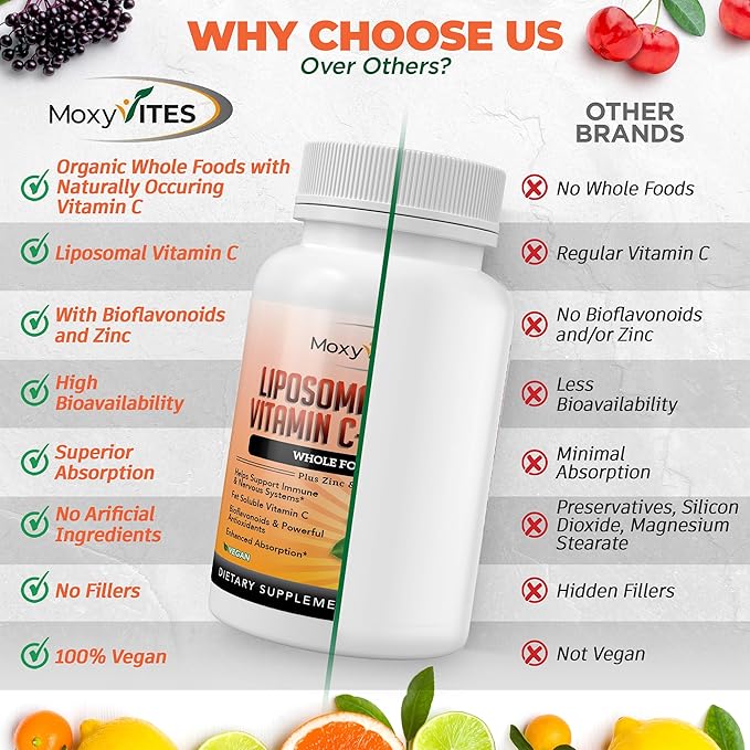 Liposomal Vitamin C with Zinc Capsules - Vit C Organic Elderberry, Amla, Camu Camu- Vitamina C High Absorption, Anti Aging, Immune Support,1500mg/Serving 3 Month Supply Gluten Free NON GMO Veggie Caps