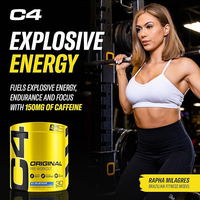 Cellucor C4 Original Pre Workout Powder ICY Blue Razz - Vitamin C for Immune Support - Sugar Free Preworkout Energy for Men & Women - 150mg Caffeine Plus Beta Alanine Plus Creatine - 30 Servings