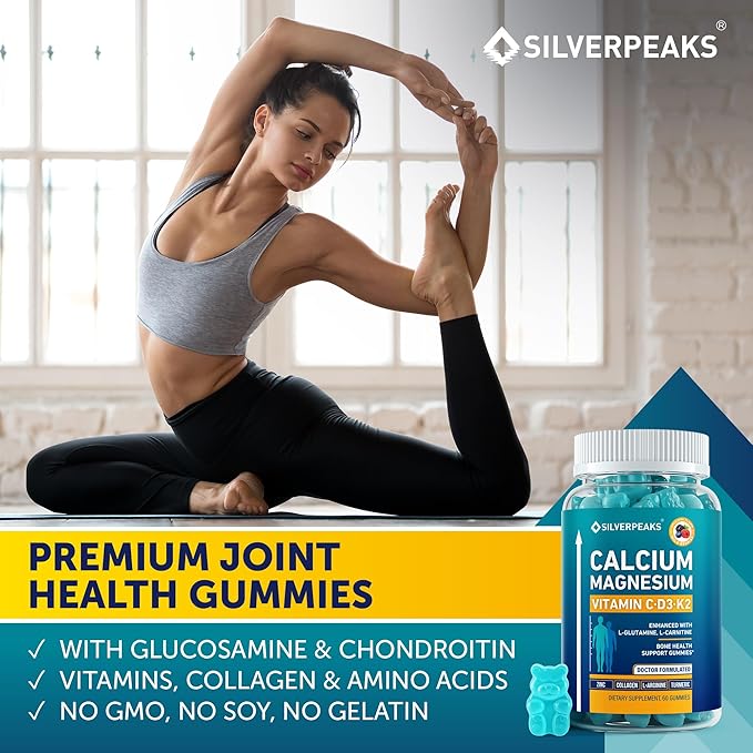 Calcium Magnesium Gummies – Bone & Immune Support for Women & Men with Vitamin D3, K2, Zinc & Collagen – Natural Chewable Multi-Vitamin Supplement for Strong Bones & Overall Wellness – 60 Chews