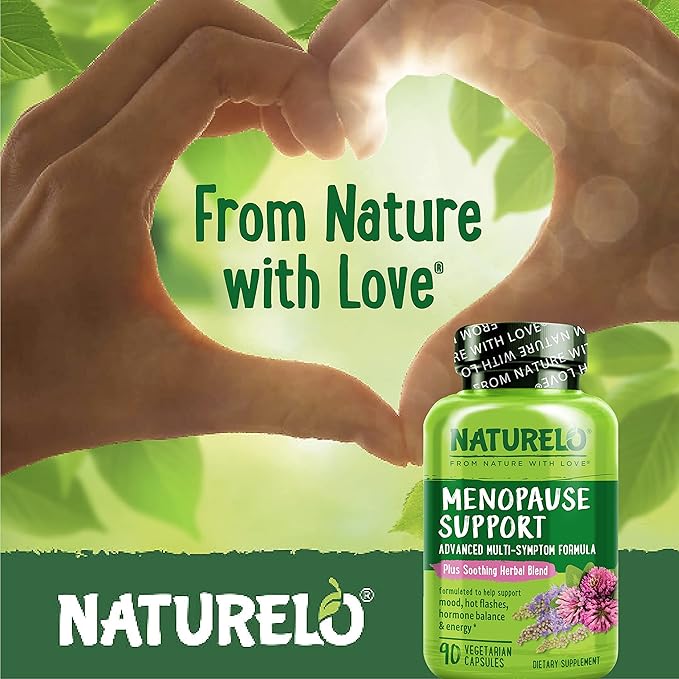 NATURELO Menopause Supplements for Women, Herbal Blend with Black Cohosh for Menopause Hot Flashes Advanced Estrogen Multi-Symptom Formula 90 Capsules