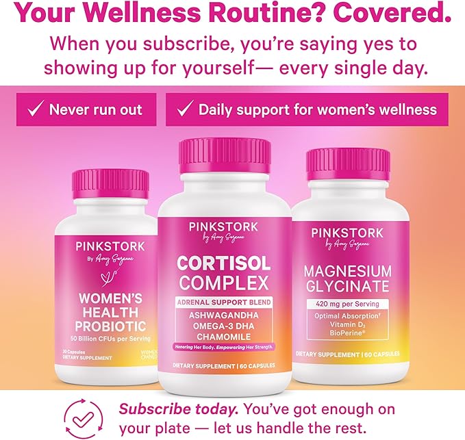 Pink Stork Magnesium Glycinate with Vitamin D - Magnesium Supplement for Women to Support Natural Calm, Mood, and Sleep - Hormone Balance for Women - 60 Capsules, Berry Essence, 1 Month Supply