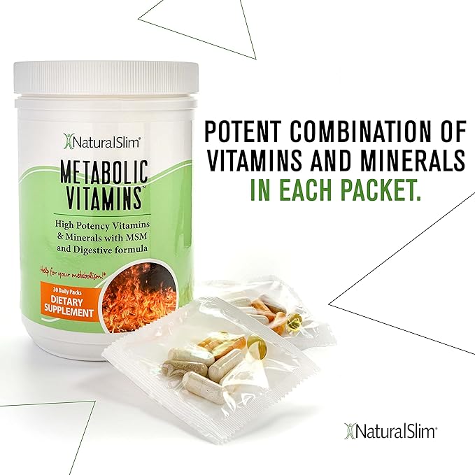 NaturalSlim Metabolic Vitamins - Combination of High Potency Multivitamins, Minerals, B Complex, Msm, & Digestive Formula Supplements for Men & Women - Energy & Metabolism Support - 3 Pack
