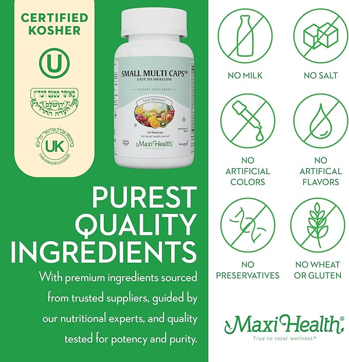 Maxi Health - Multivitamin for Women & Men - Daily Mens & Womens Vitamins with 30 Nutrients Including Iron, Zinc, Probiotics, Immune Support Vitamins & More - Easy to Swallow Maxicaps, 120 Capsules