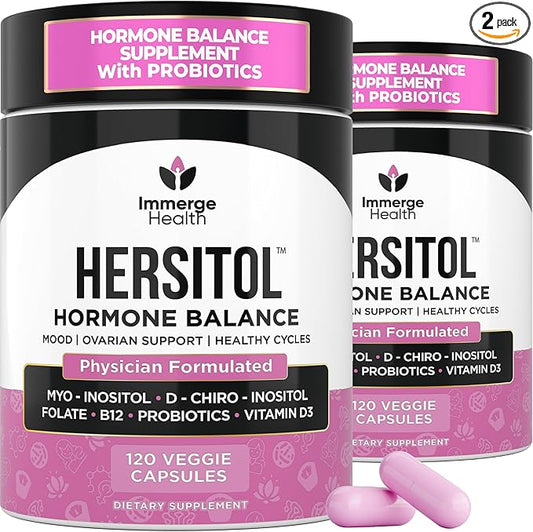 Hormone Balance for Women, PCOS, Ovarian Support, Fertility, Menstrual Cycle | Myo-Inositol & D-Chiro Inositol Supplement 40:1 Ratio With Folic Acid, B12 & Probiotics | Female Vitamins 240 Capsules