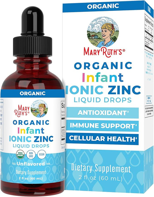 Organic Infant Ionic Zinc Liquid Drops by MaryRuth's | Zinc Sulfate for Immune Support | Organic Glycerin | Antioxidant | Vegan | Formulated for Babies Ages 6-12 Months | 1 Month Supply | 2 Fl Oz