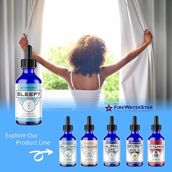FWS Sleepy - Liquid Melatonin with Magnesium, L-Theanine - Natural Sleep Aid - Fast Acting Liquid Drops - Helps You Get to Sleep and Stay Asleep for a Good Night's Rest - Adults, Teens, Kids