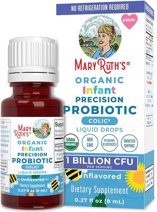 MaryRuth Organics Baby Probiotic Drops | Liquid Precision Probiotics for Digestive Health | Colic Calm | Occasional Colic Baby Relief | USDA Organic | Vegan | Baby Essentials| 30 Servings