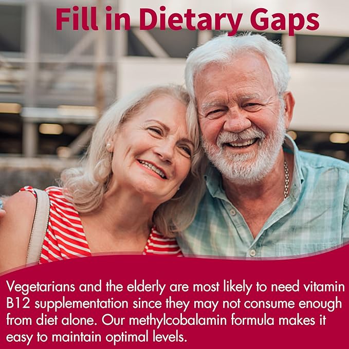 Vitamin B12, Methylcobalamin 10000 mcg, Active B12 Vitamins, Vegan Methyl B12 For Energy Metabolism & Brain Health, Boost Immune System, Natural Strawberry Flavor, Zero Sugar, 90 Fast Dissolve Tablets