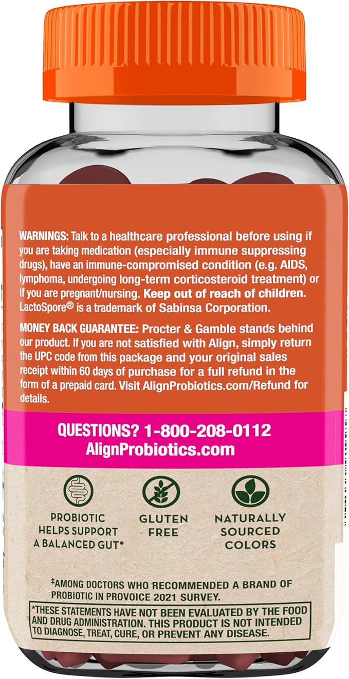 Align Women's Health, Prebiotic + Probiotic, with Cranberry for Feminine Health, Help Nourish & Add Good Bacteria for Digestive Health, 50 Gummies