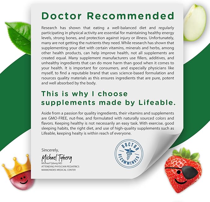 Lifeable Magnesium Gummies for Kids | 900mg Magnesium Citrate | Great Tasting Kids Magnesium Supplement | Gluten Free Muscle Support and Stress Relief Chewable | 90 Gummies