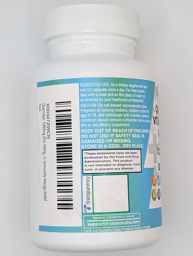 Clean Nutraceuticals Quercetin Zinc Vitamin C Vitamin D Bromelain Elderberry - Lung Immune Support Supplement Adults with Artemisinin, Sea Moss, Echinacea, Allergy Relief