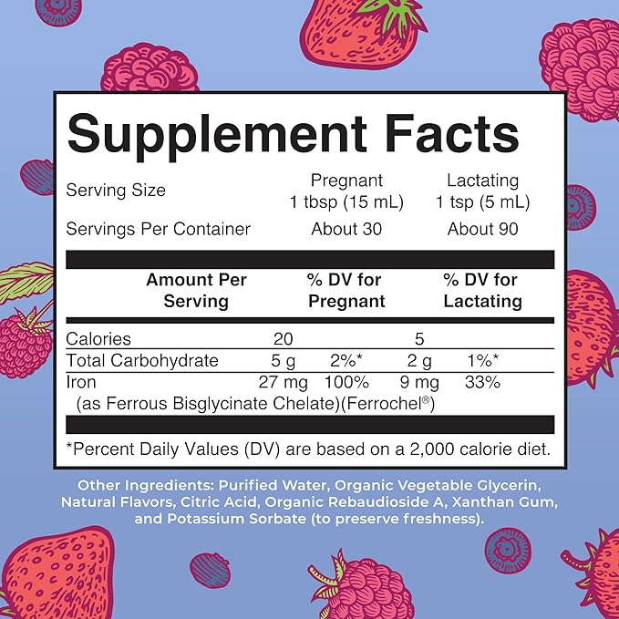 MaryRuth Organics | Liquid Iron Supplement Prenatal & Postnatal for Pregnant & Lactating | Iron Deficiency | Immune Support | Sugar/Gluten Free | Vegan | Non-GMO | 15.22 Fl Oz