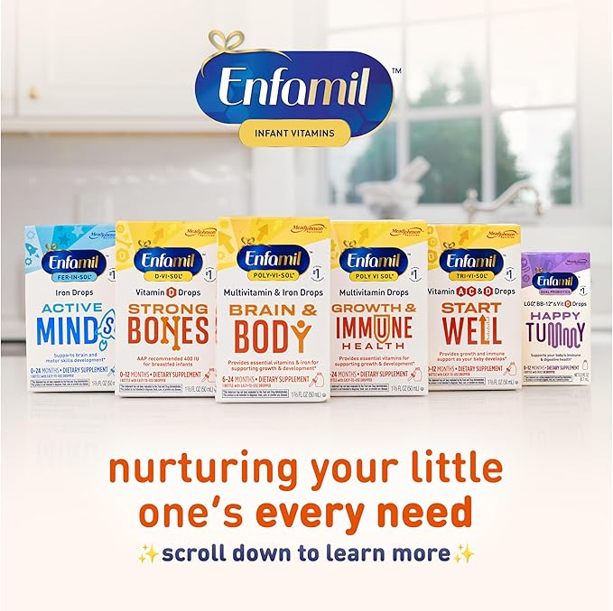 Enfamil Poly-Vi-Sol with Iron Liquid Multivitamin Drops, Supports Growth & Development*, 50mL Bottle (Pack of 3)