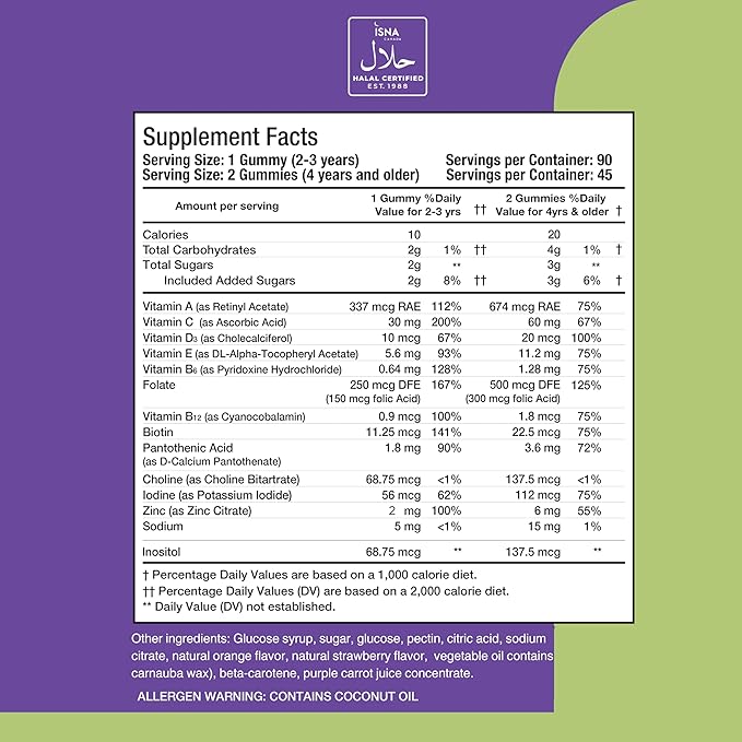 Halal Vitamins, Kids Vitamins, Kids Multivitamin Gummies Noor Vitamins: Vitamin C for Kids, D3, and Zinc for Immunity, B6 B12 for Energy. Non-GMO, Halal Gummies - 90 Count Gummy Vitamins for Kids