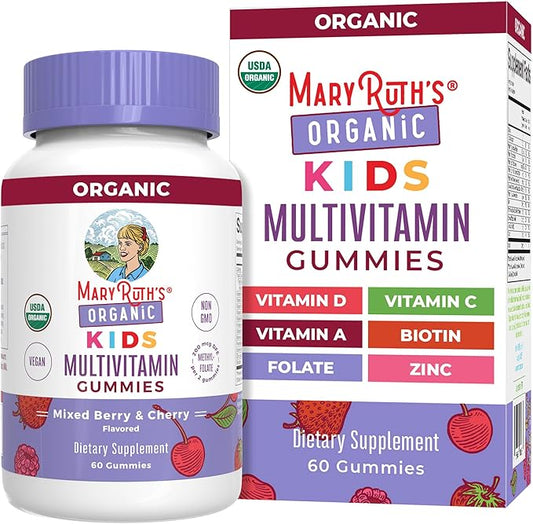 MaryRuth Organics Kids Vitamins | Multi | 1 Month Supply | Kids Multivitamin Gummies for Ages 4+ | Vegan | Only 2 Gummies a Day | 60 Count