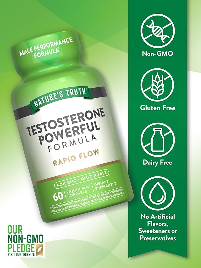 Nature's Truth Testosterone Supplement for Men | 60 Softgels | Non-GMO and Gluten Free Formula