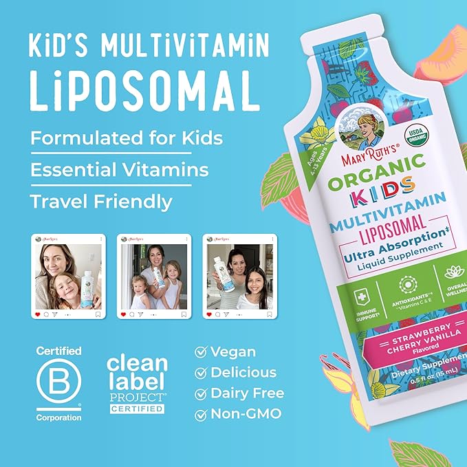 Multivitamin for Kids | Sugar Free Kids Multivitamin | Liquid Vitamins | Immune Support Supplement | Cognitive Health & Overall Wellness | USDA Organic | Vegan | Non-GMO | 14 Servings