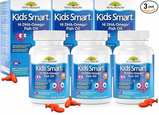 Real Health Bioglan Kids Smart Omega 3 Fish Oil, 30 Chewable Burstlets (Pack of 3)