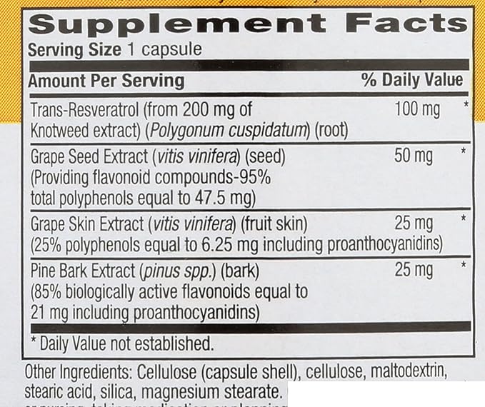 Country Life Resveratrol Plus 1000mg - Organic Antioxidant Supplement with Pine Bark & Grape Seed Extracts - Vegan, Gluten-Free, Non-GMO