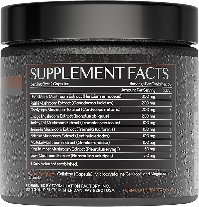 Shroom Vroom: 10-in-1 Mushroom Supplement, Lion’s Mane, Reishi, Cordyceps, Chaga, Turkey Tail, Tremella, Shiitake, Maitake, King Trumpet & Enoki, Brain Boost, Immune Support (120 count Pack of 3)