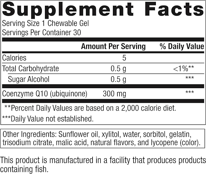 Metagenics NutraGems CoQ10 300 mg - Antioxidant Supplement - for Energy Production Support* - Coenzyme Q10 - Lycopene for Color - Non-GMO & Gluten-Free - 30 Chewable Gels