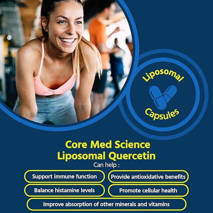 Core Med Science Liposomal Quercetin, 200mg (60 Capsules) - Quercetin Supplement Supports Vitamin C and Zinc Absorption - Promotes Immune System & Heart Health, Gluten-Free & Dairy-Free