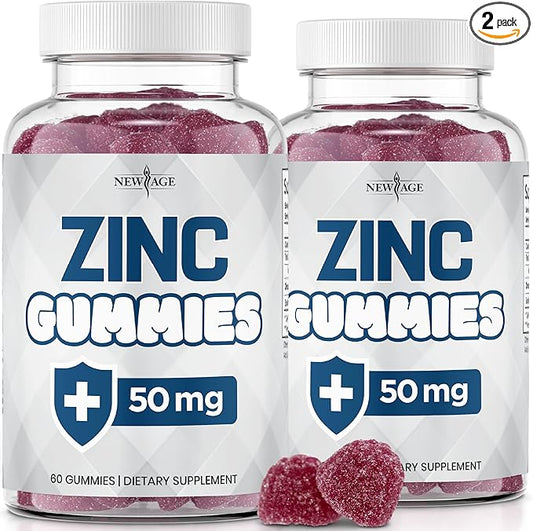 NEW AGE Zinc Gummies - 2 Pack - 50mg High Immune Booster Zinc Supplement, Immune Defense, Powerful Natural Antioxidant, Non-GMO - by New Age, 120 Count