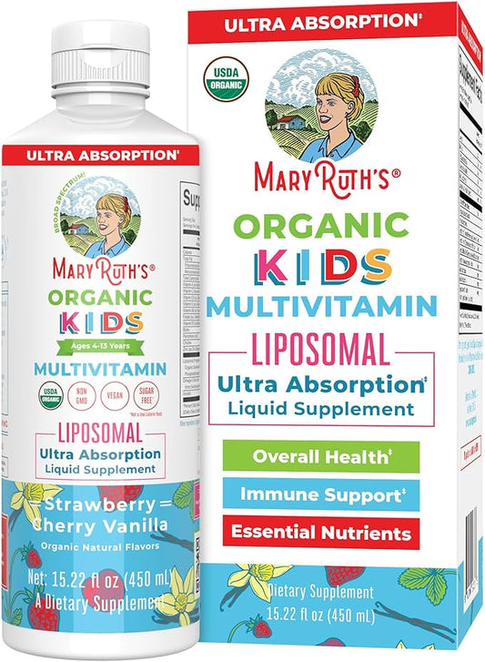 MaryRuth's Kids Multivitamin Liposomal | Vegan, Sugar-Free Vitamins for Kids | Ages 4+ | 2 Month Supply | 15.22 Fl Oz
